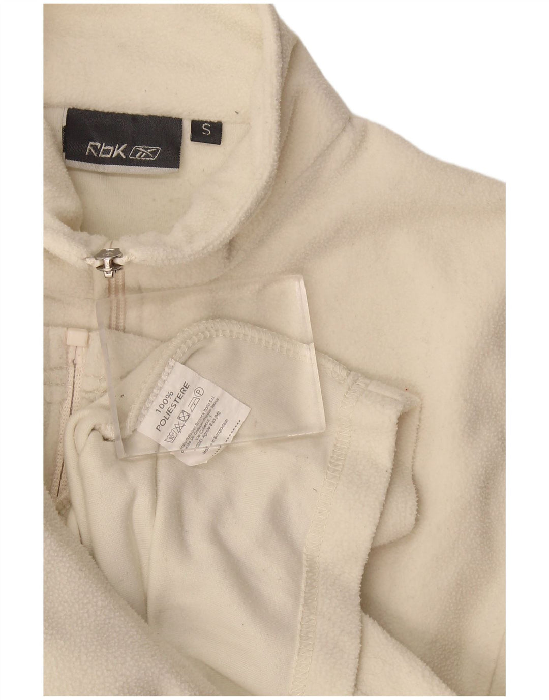 Reebok Womens Fleece Jacket UK 10 Pequeno Off White Poliéster