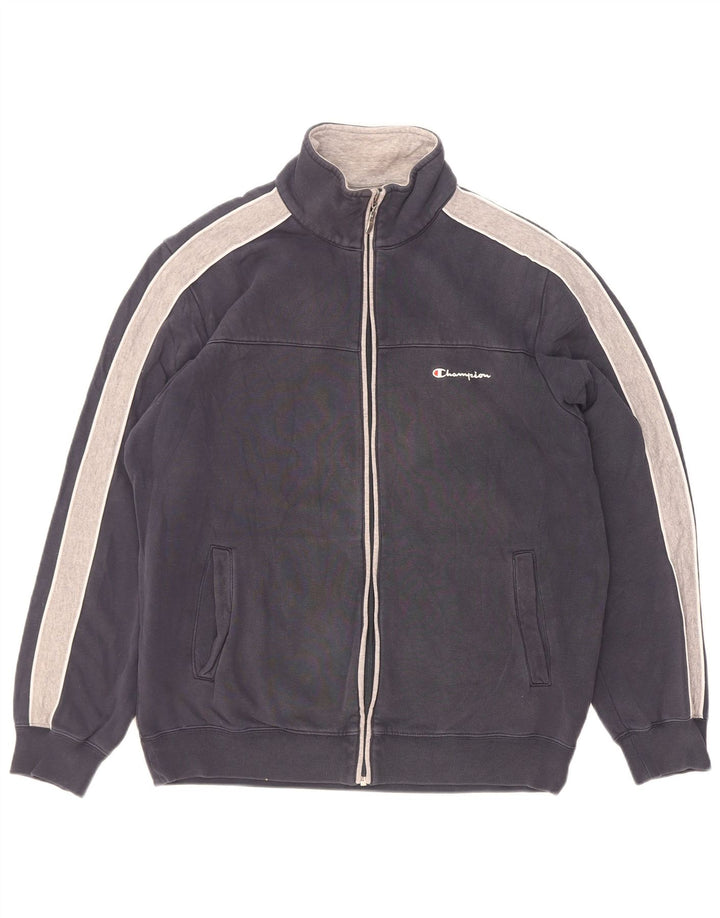 Jaqueta masculina de agasalho Champion grande algodão colorblock azul marinho