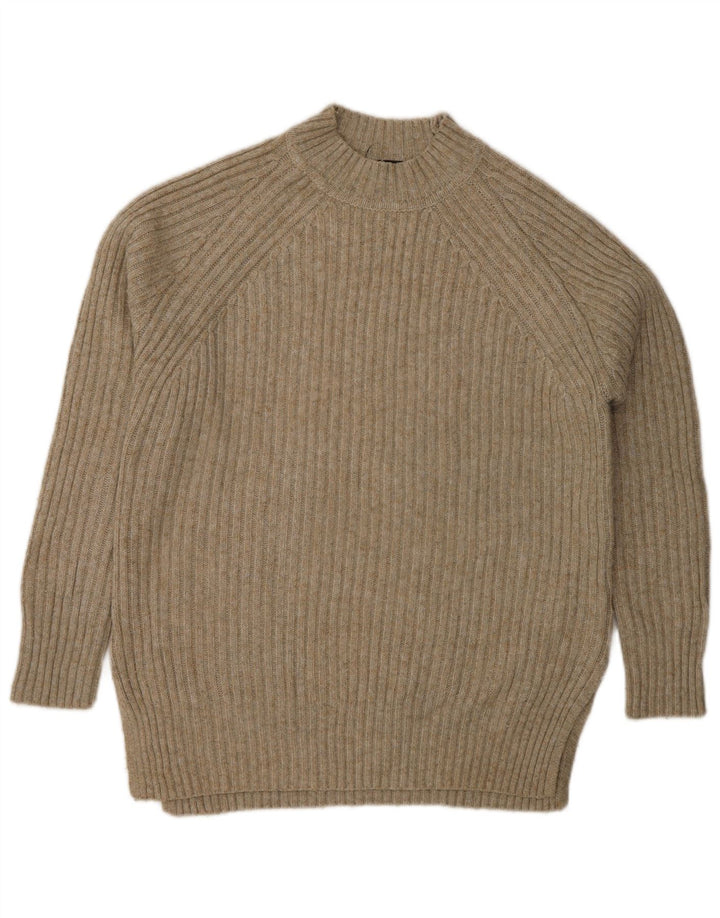 Suéter feminino Marks & Spencer com gola tartaruga Reino Unido 10 pequeno bege