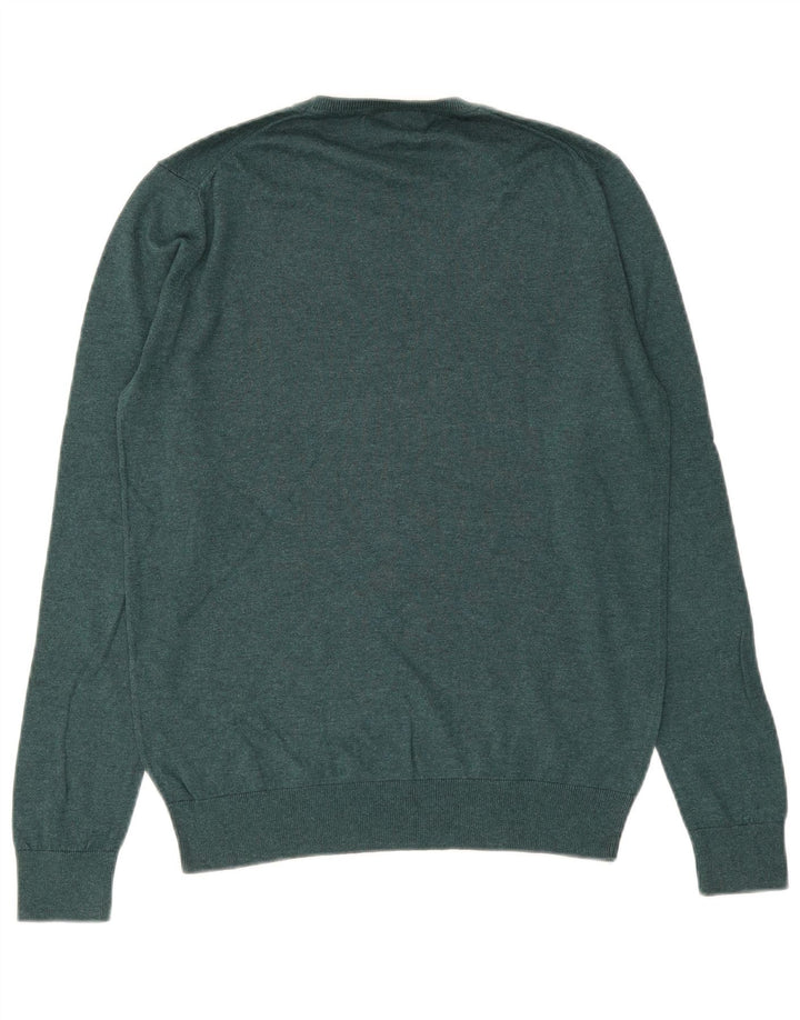 Zara Suéter masculino com gola redonda e seda verde médio