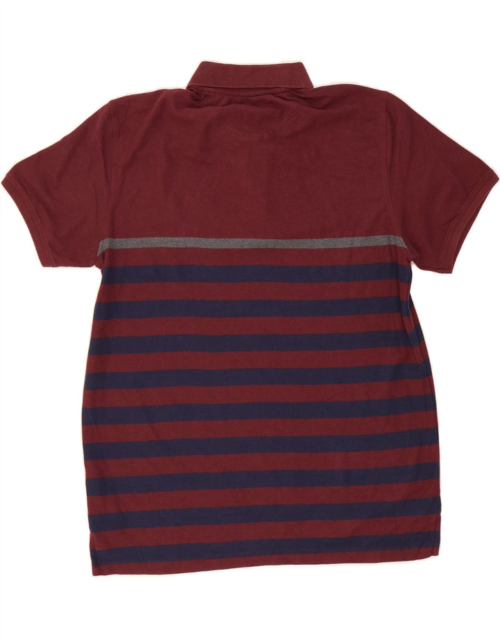 IZOD Mens Polo Shirt XL Burgundy Striped Cotton Vintage Izod and Second-Hand Izod from Messina Hembry 