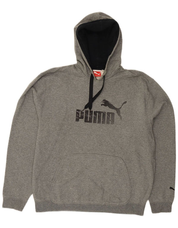 PUMA Mens Graphic Hoodie Jumper Grande Algodão Cinza