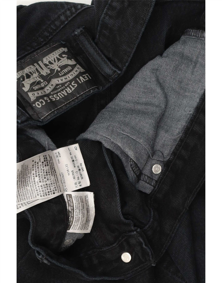 Calça jeans reta masculina Levi's desgastada W38 L32 algodão preto