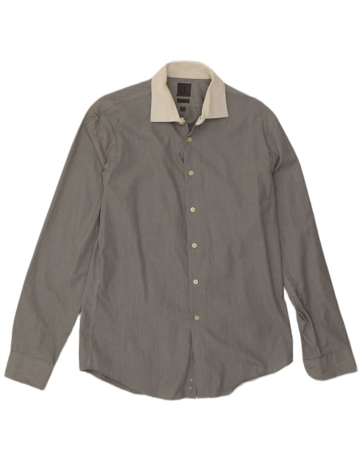 Camisa formal masculina Calvin Klein tamanho 39 15 1/2 risca de giz cinza médio