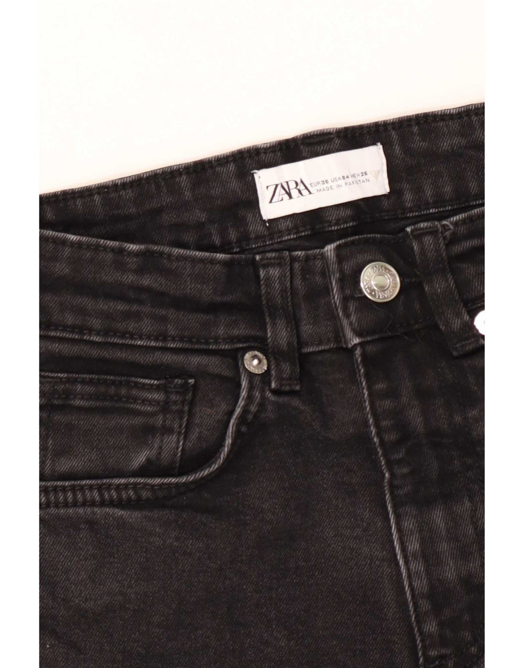 Zara Calça jeans feminina cropped EU 36 XS W26 L23 preta