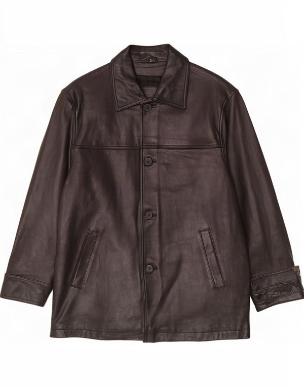 Jaqueta de couro masculina vintage folgada Reino Unido 36 pequena preta