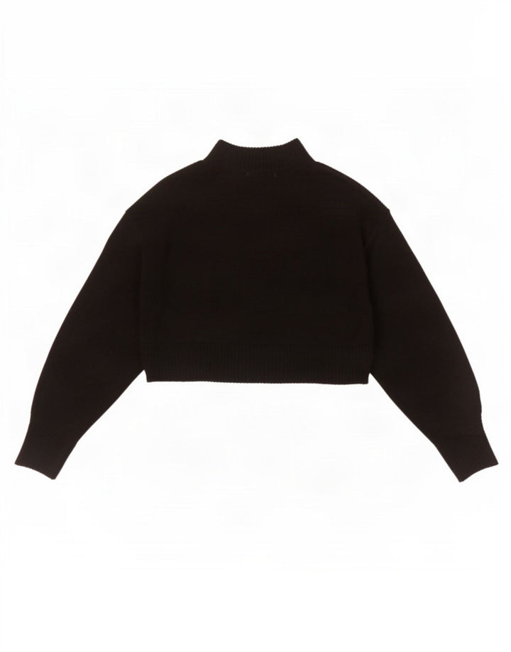 Suéter feminino Zara com gola tartaruga e gola alta Reino Unido 12 lã preta média