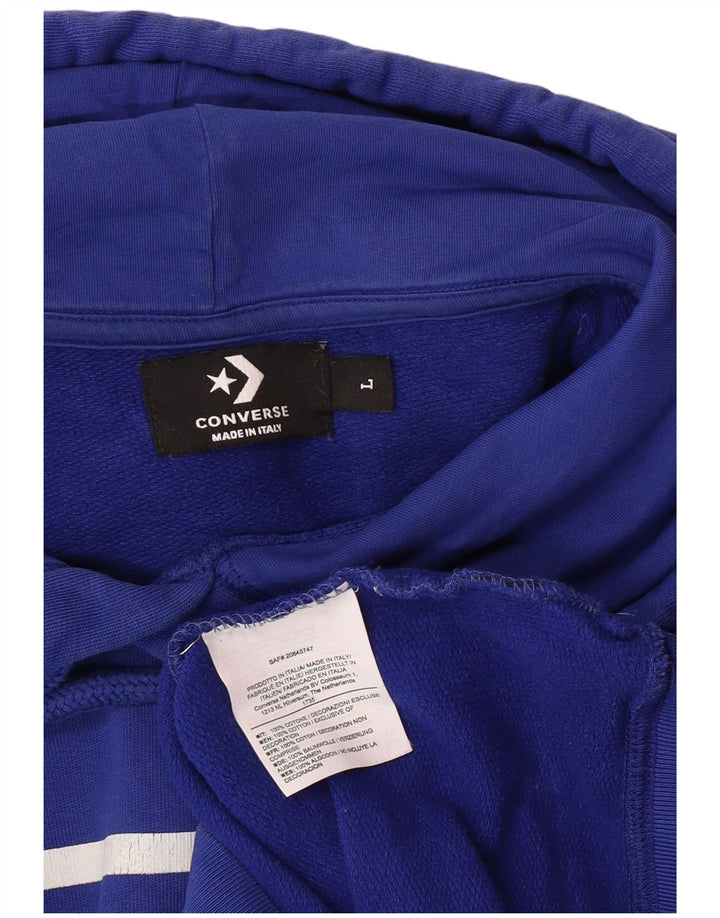 Suéter com capuz gráfico masculino CONVERSE grande algodão azul