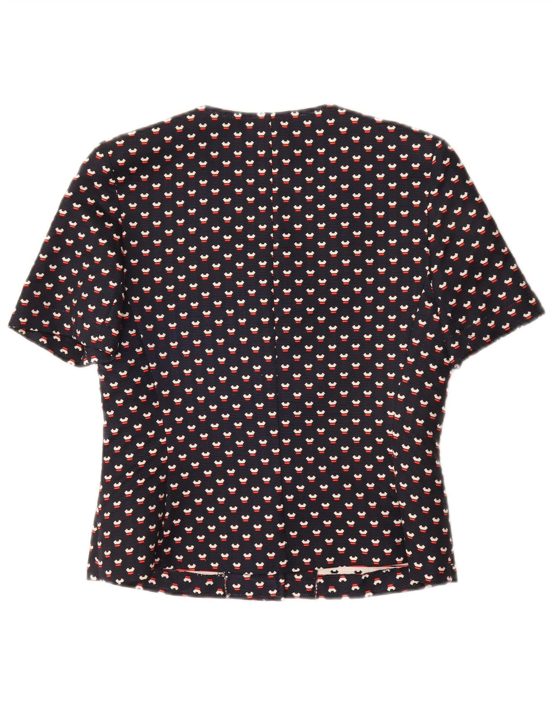 Conjunto feminino VINTAGE de 3 botões e 2 peças Reino Unido 12 médio azul marinho manchado