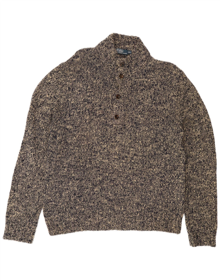 Suéter masculino POLO RALPH LAUREN com gola redonda e algodão manchado cinza 2XL