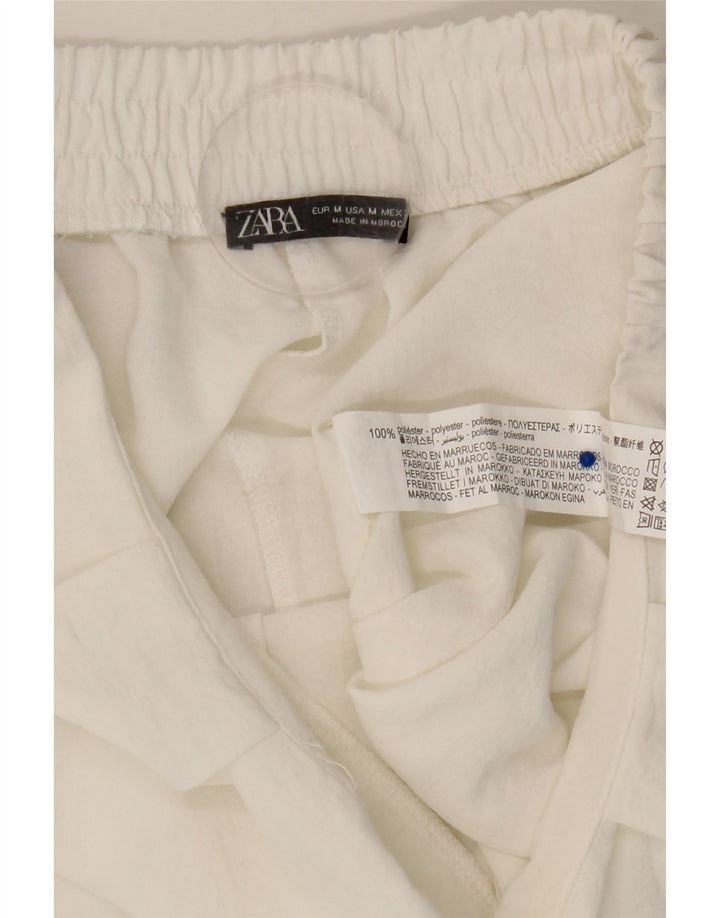Zara Calça Chino Feminina Solta Fit Médio W28 L25 Poliéster Branco
