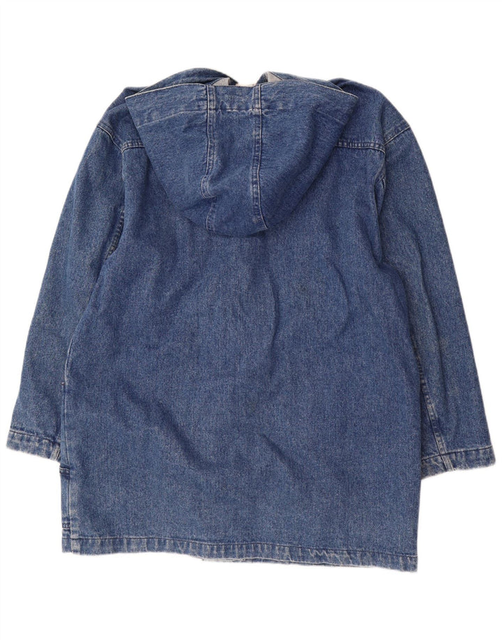 Casaco jeans feminino vintage com capuz e algodão azul médio UK 14
