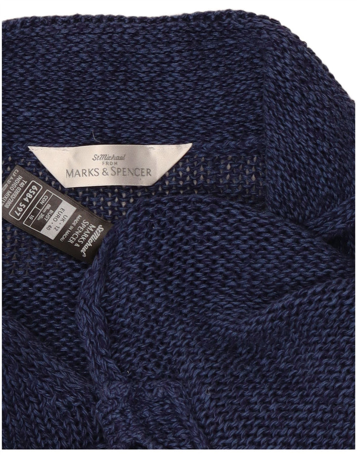 Suéter feminino Marks & Spencer com gola polo e gola polo Reino Unido 12 médio azul marinho