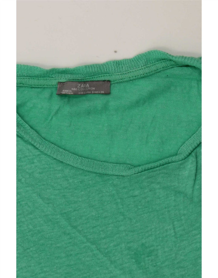 Camiseta feminina Zara Top UK 10 pequena verde