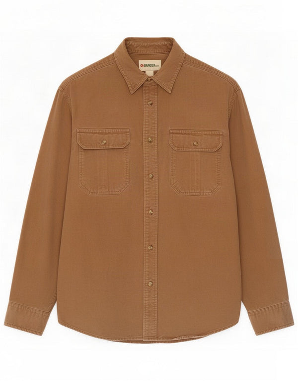 Vintage Mens Shirt Large Brown Cotton