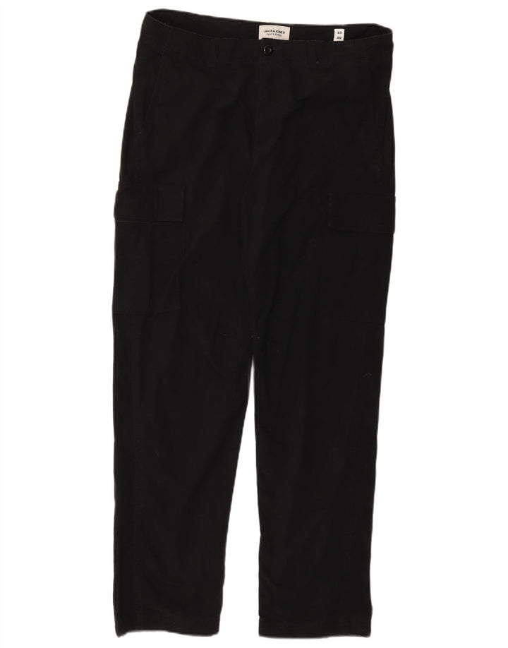 Calça cargo reta masculina Jack & Jones W33 L30 algodão preto