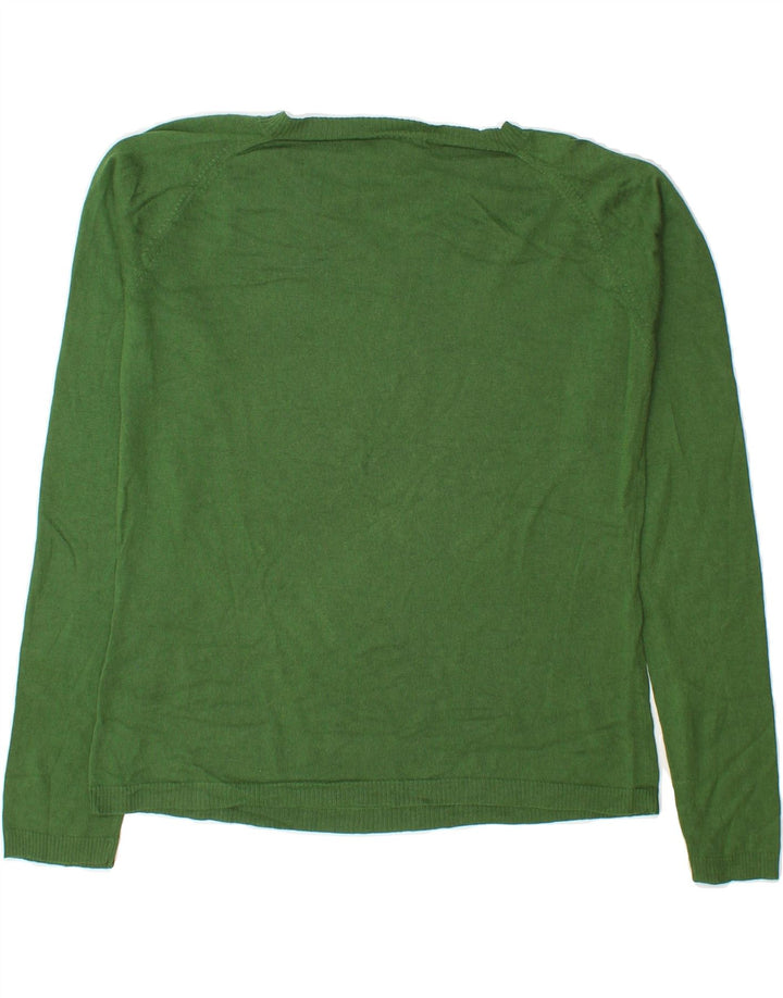 MASSIMO DUTTI Womens Oversized V-Neck Jumper Sweater EU 36 XS Green Silk Vintage Massimo Dutti and Second-Hand Massimo Dutti from Messina Hembry 