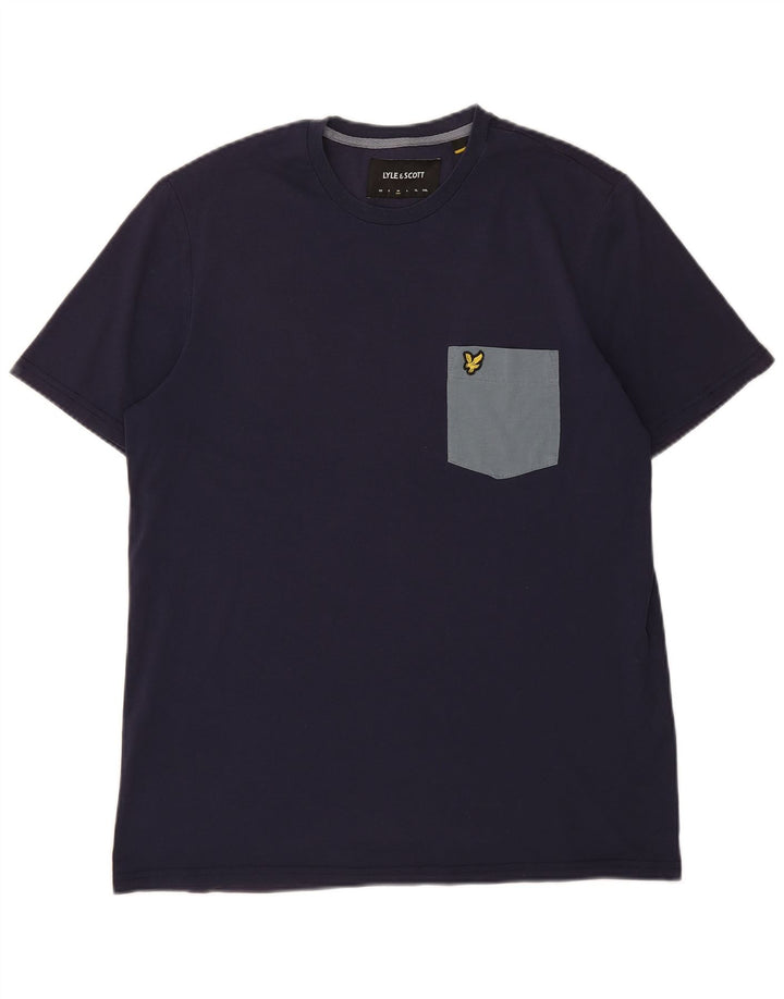 Camiseta masculina LYLE & SCOTT Top médio algodão azul marinho