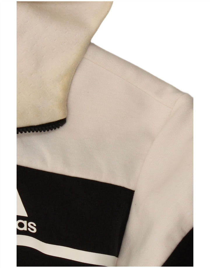 ADIDAS Mens Hooded Tracksuit Top Jacket Médio Preto Colourblock Poliéster