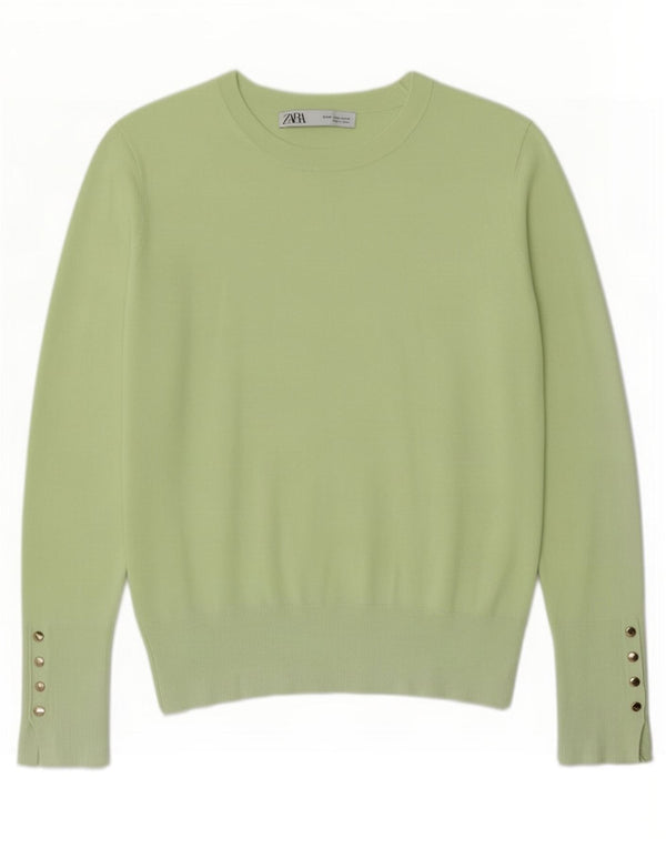 Zara Womens Boat Neck Jumper Sweater UK 12 Medium Green Viscose