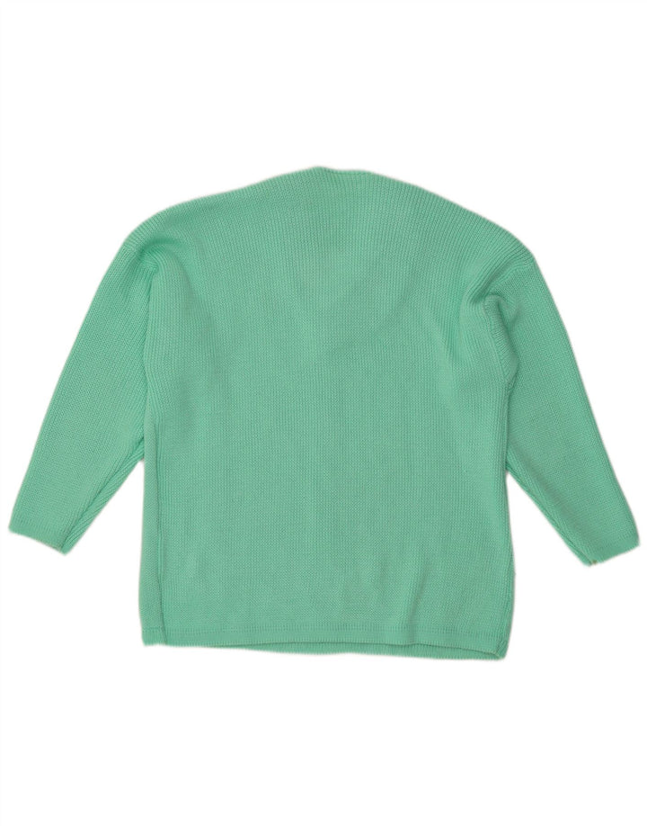 Suéter feminino VINTAGE com decote em V Reino Unido 18 XL verde acrílico