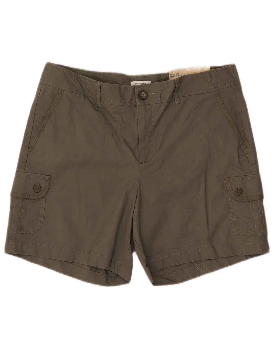 Shorts cargo feminino Dockers Stretch US 10 grande W32 algodão cáqui