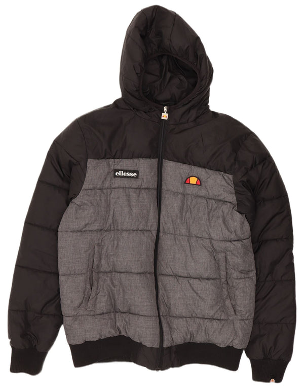 Jaqueta masculina acolchoada com capuz Ellesse UK 40 grande poliamida preta colorblock
