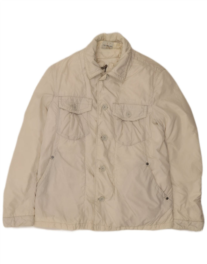 Calvin Klein Jeans Masculino Jaqueta Utilitária UK 38 Médio Branco