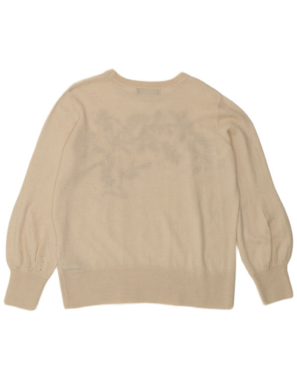 Suéter feminino Marks & Spencer com gola canoa Reino Unido 14 grande off white