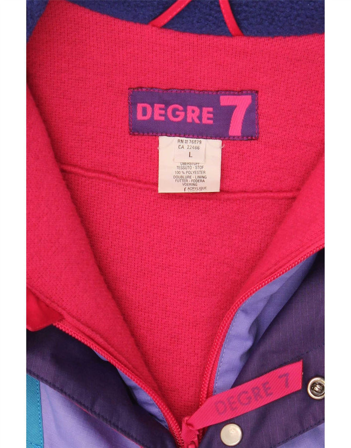 Jaqueta de esqui masculina Degre 7 com capuz e pulôver UK 40 grande bloco colorido roxo