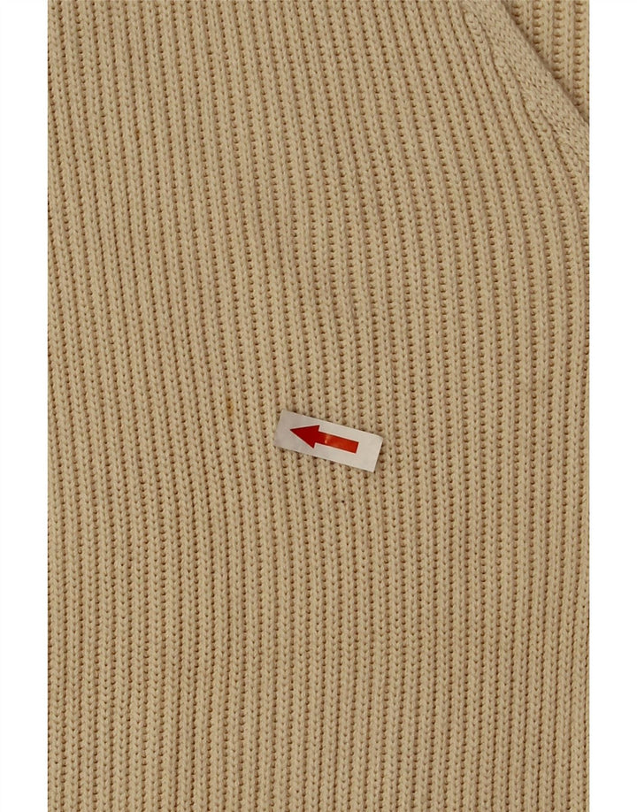 Suéter cardigã feminino grande Stefanel Reino Unido 14 viscose bege médio