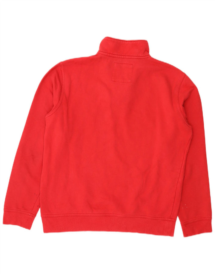 Crew Clothing Mens Zip Neck Moletom Jumper Médio Algodão Vermelho