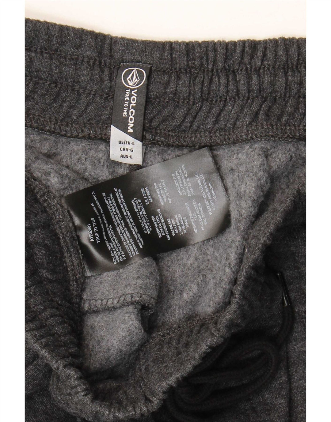 Calça esportiva masculina Volcom Graphic Joggers grande algodão cinza
