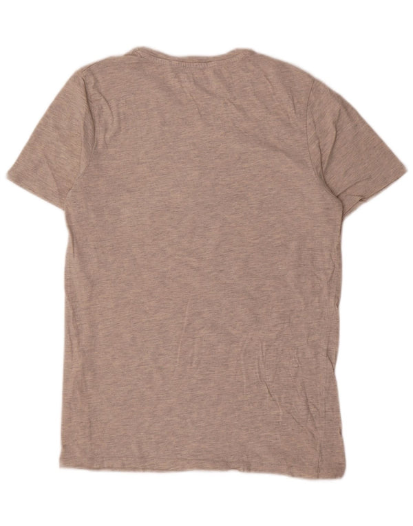 Camiseta masculina gráfica Jack & Jones Top algodão manchado cinza médio