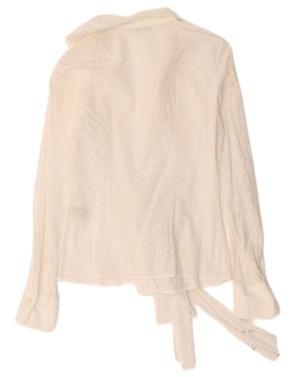 Blusa feminina Naracamicie envoltória EUA 2 XS algodão branco