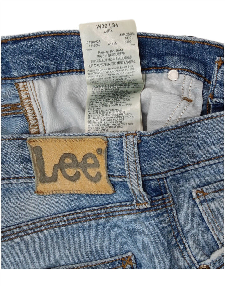 LEE Masculino Luke Slim Jeans W32 L28 Azul Algodão