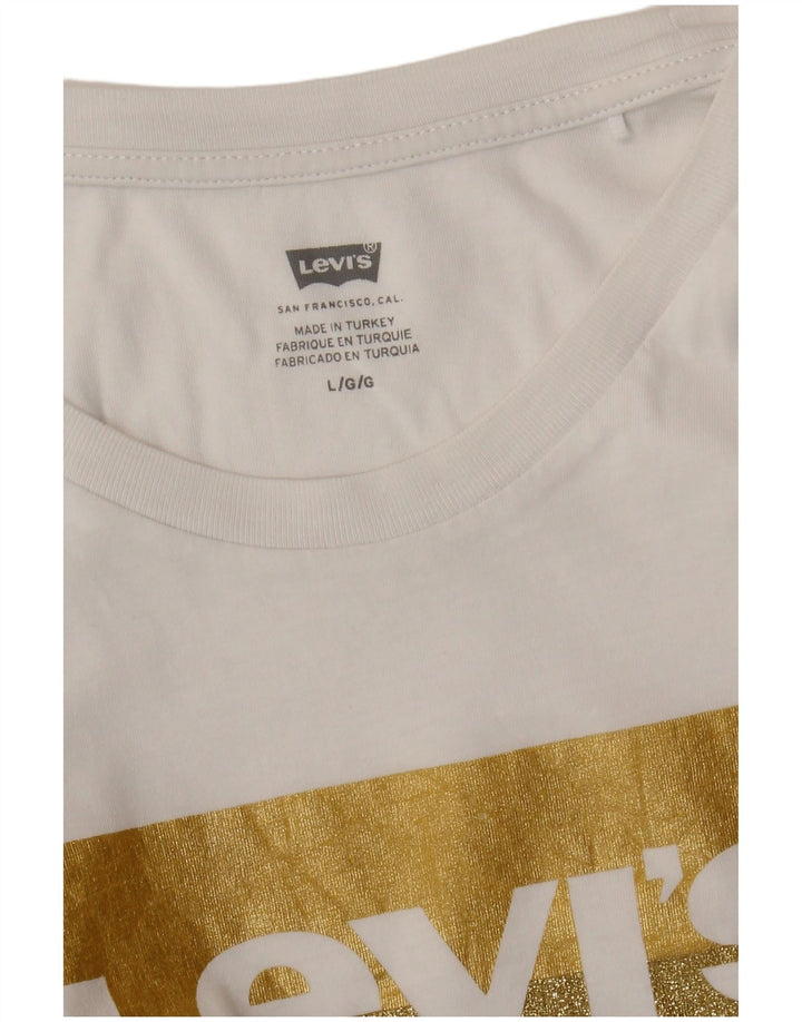 Camiseta feminina gráfica LEVI'S UK 16 grande branca