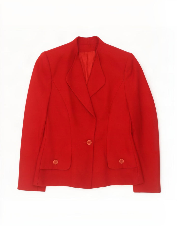 Jaqueta Blazer Feminina Vintage com 1 Botão Reino Unido 12 Vermelho Médio