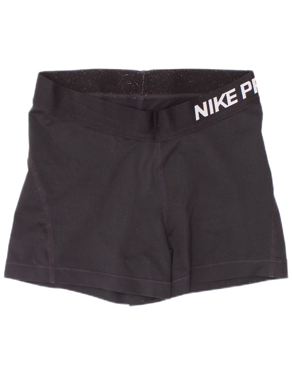 Shorts esportivos gráficos femininos Nike Dri Fit UK 8 pequenos poliéster preto