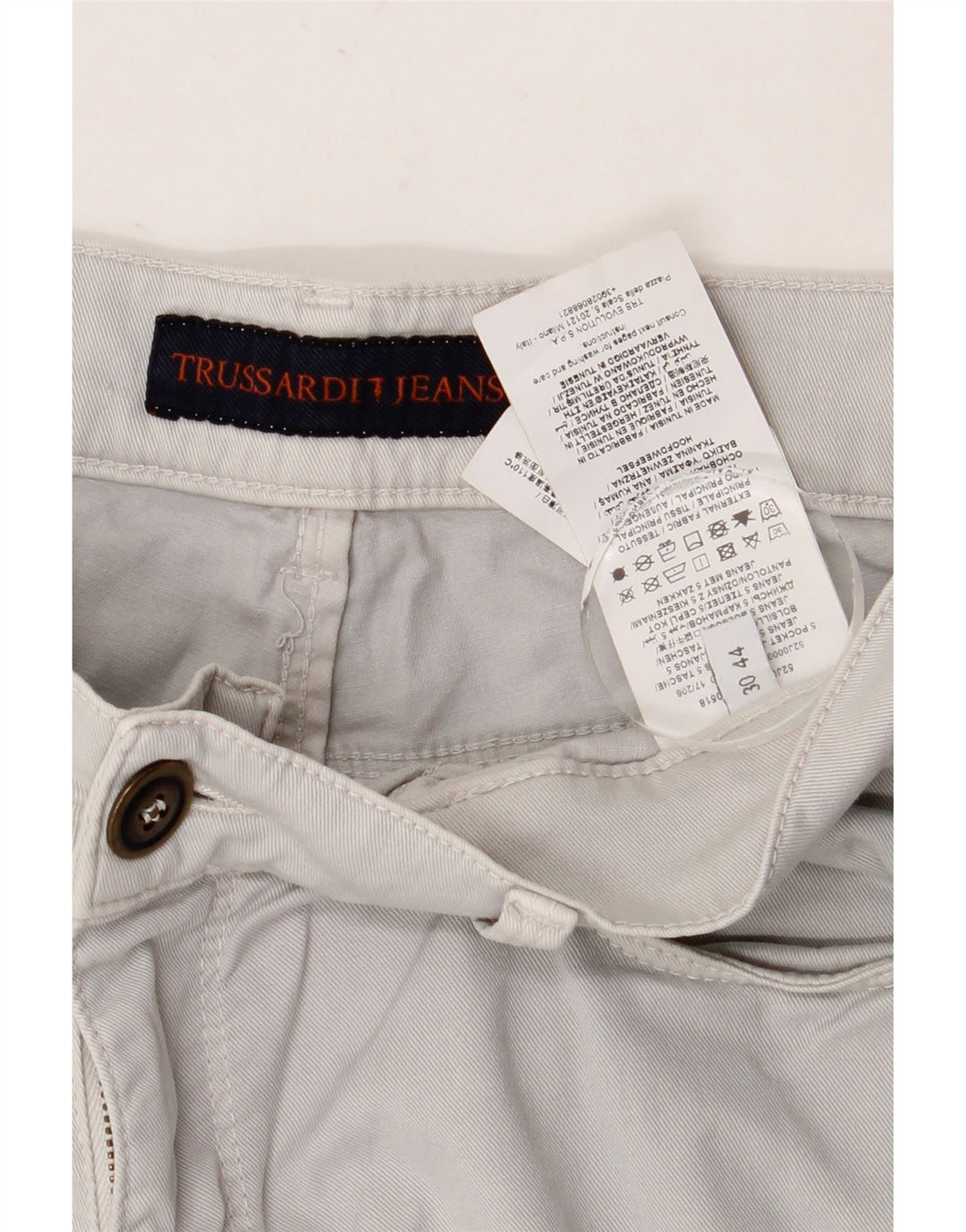 Jeans retos femininos TRUSSARDI W30 L30 algodão cinza