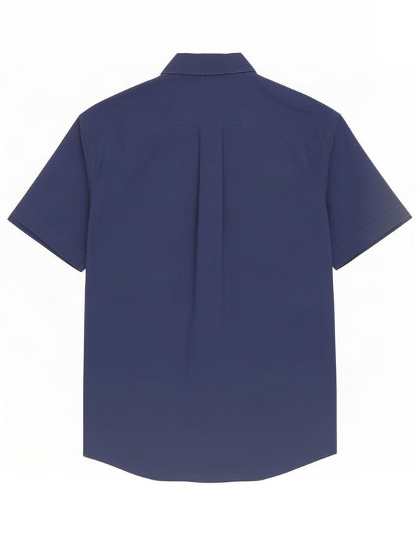 Tommy Hilfiger Camisa masculina de manga curta Classic Fit XL azul marinho algodão