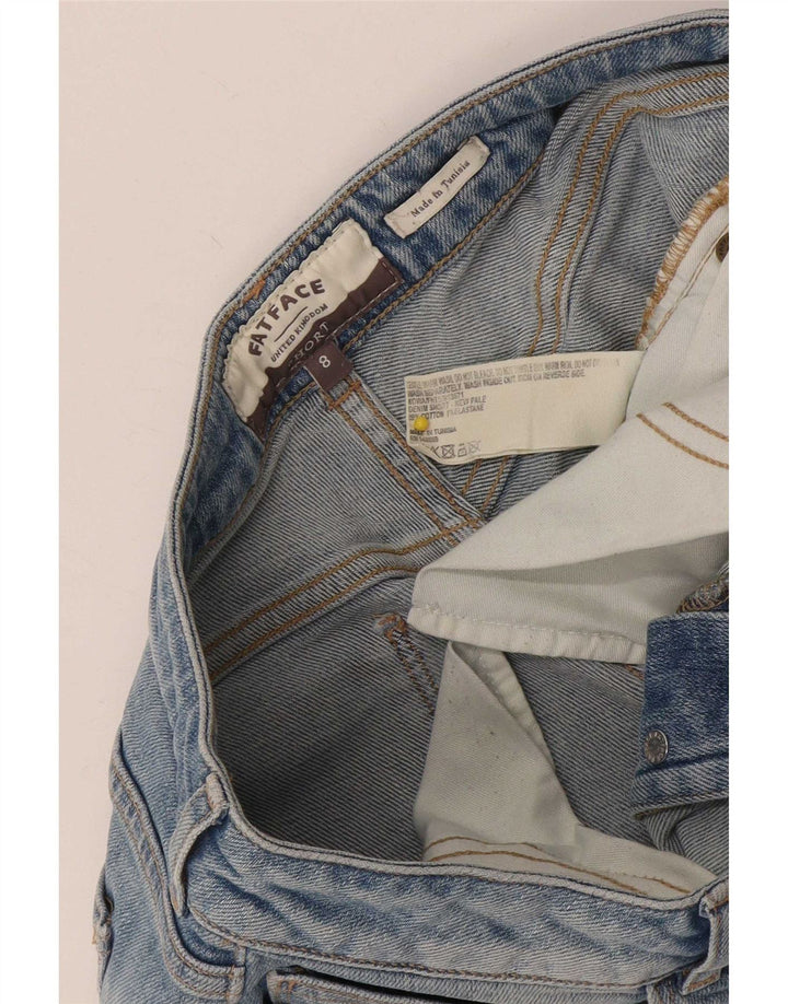 Shorts jeans feminino Fat Face UK 8 pequeno algodão azul W30