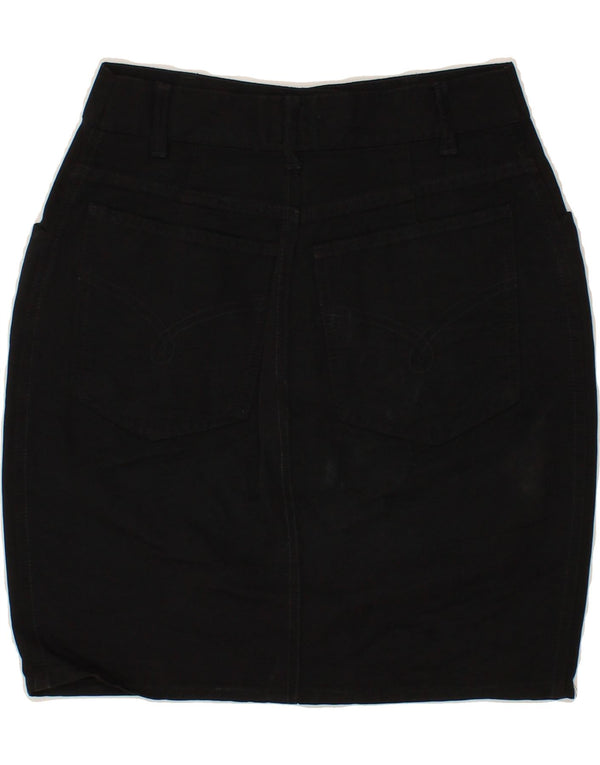 Saia jeans feminina MOSCHINO W26 pequena algodão preto