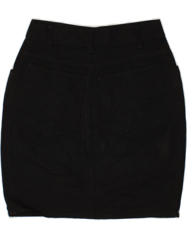 Saia jeans feminina MOSCHINO W26 pequena algodão preto