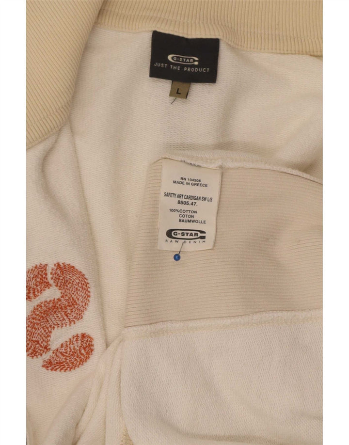 G-Star Mens Graphic Tracksuit Top Jaqueta Grande Algodão Colorblock Branco