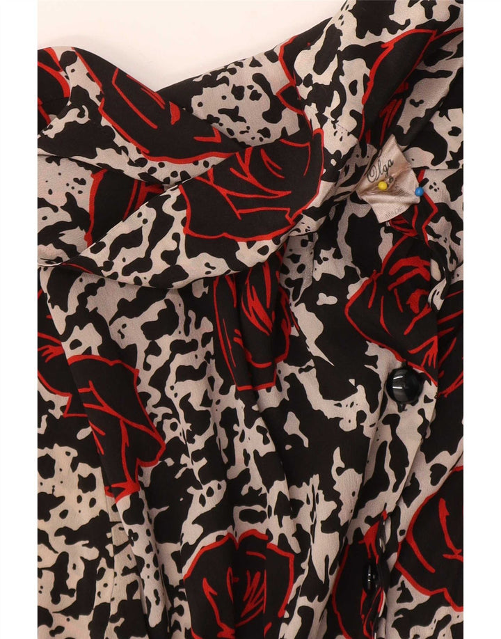Vestido feminino vintage linha A IT 44 acetato floral médio multicolorido