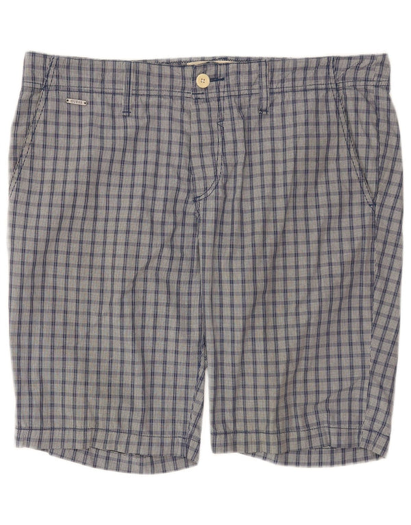 Guess Mens Chino Shorts W34 Grande Algodão Xadrez Azul