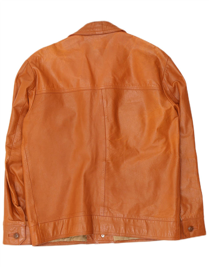 Jaqueta de couro masculina vintage UK 38 couro marrom médio
