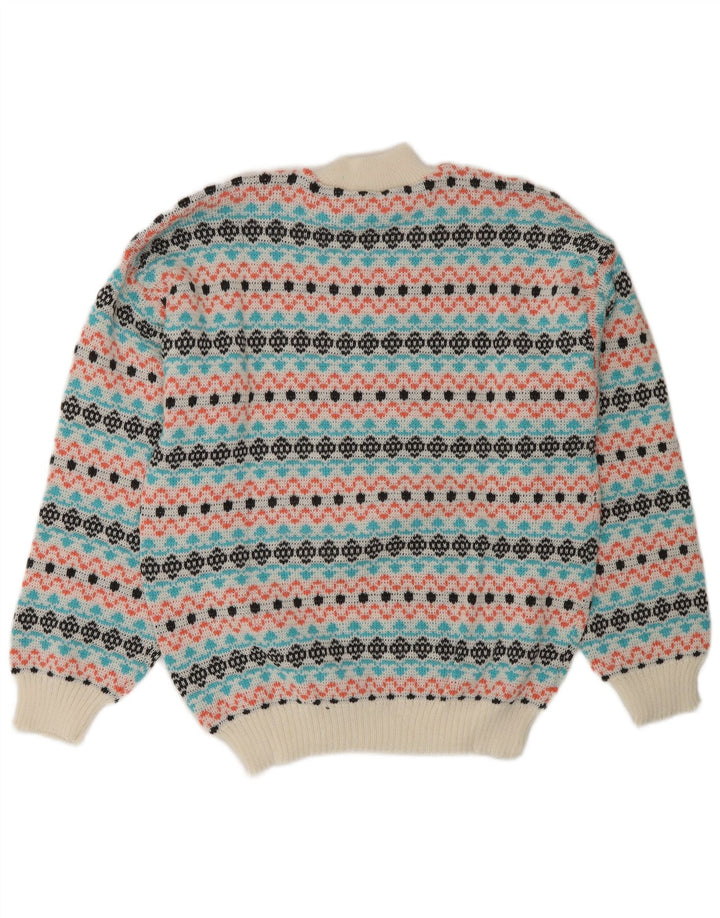 Suéter vintage masculino com gola tartaruga médio multicolorido Fair Isle