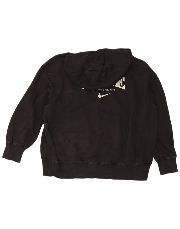 Suéter feminino Nike com capuz e zíper grande gráfico UK 16 grande algodão preto